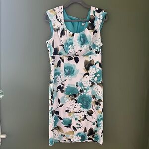 Dress Barn Blue Sheath Midi Dress Sleeveless Scoop Neck